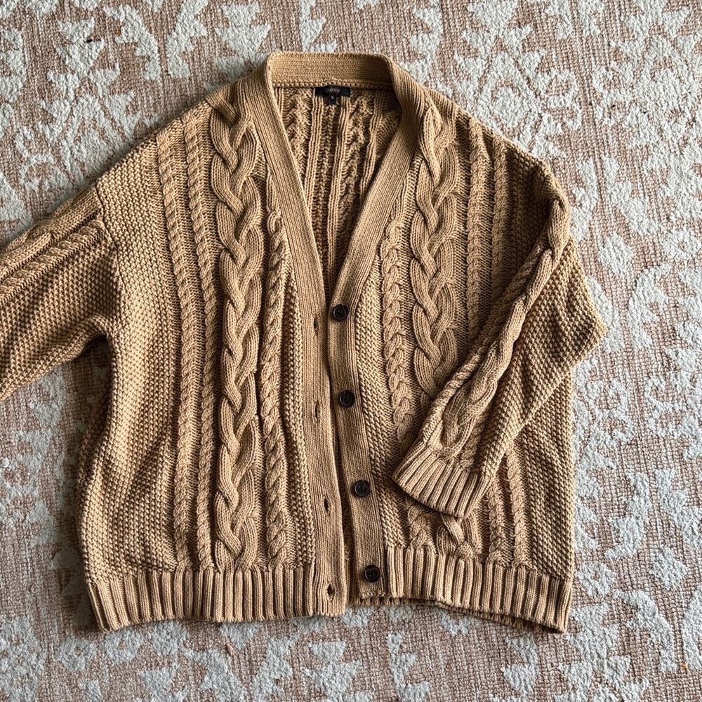 Men's or womens CAMEL Cable Knit oversized Cardigan Sweater